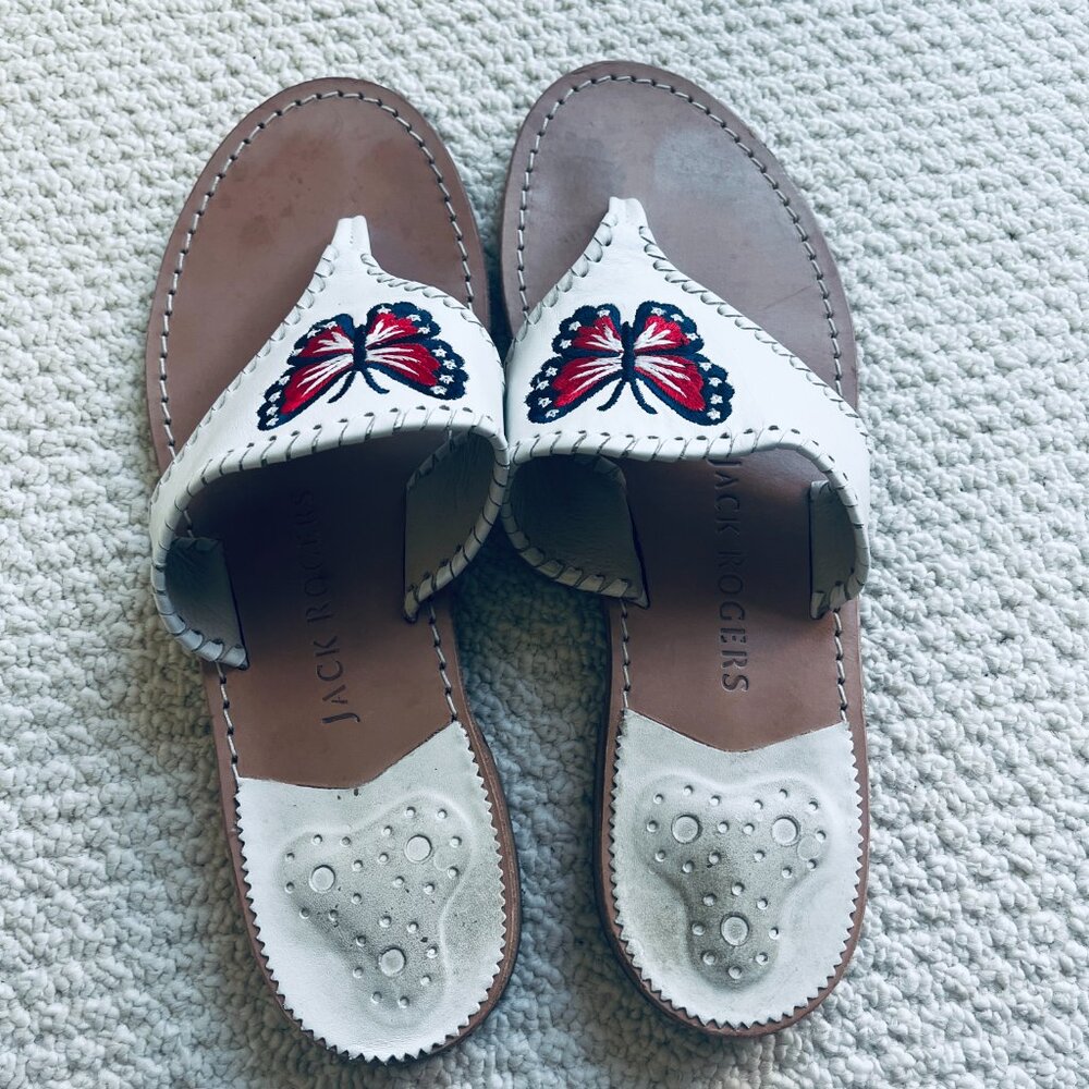 Jack Rogers Butterfly Patriot White Sandals 11M - Picture 2 of 3